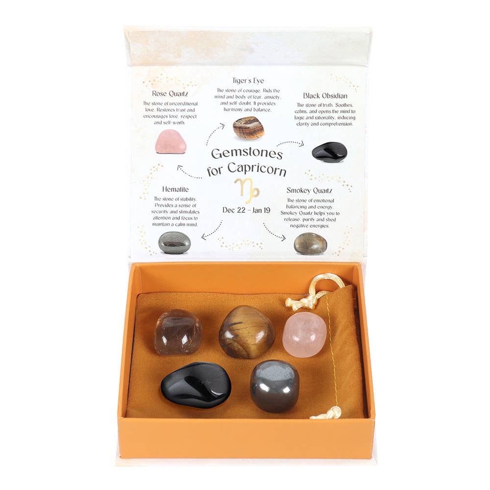 Capricorn Crystal Set - Garnet, Black Onyx, Determination Stones