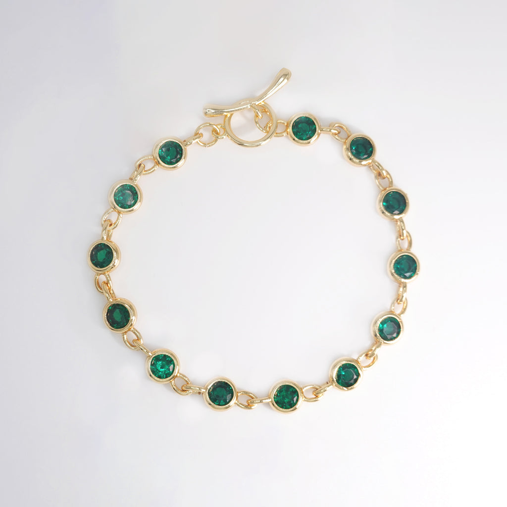 Begonia Bracelet: Adorned with lush green stones, epitome of natural beauty and freshness.