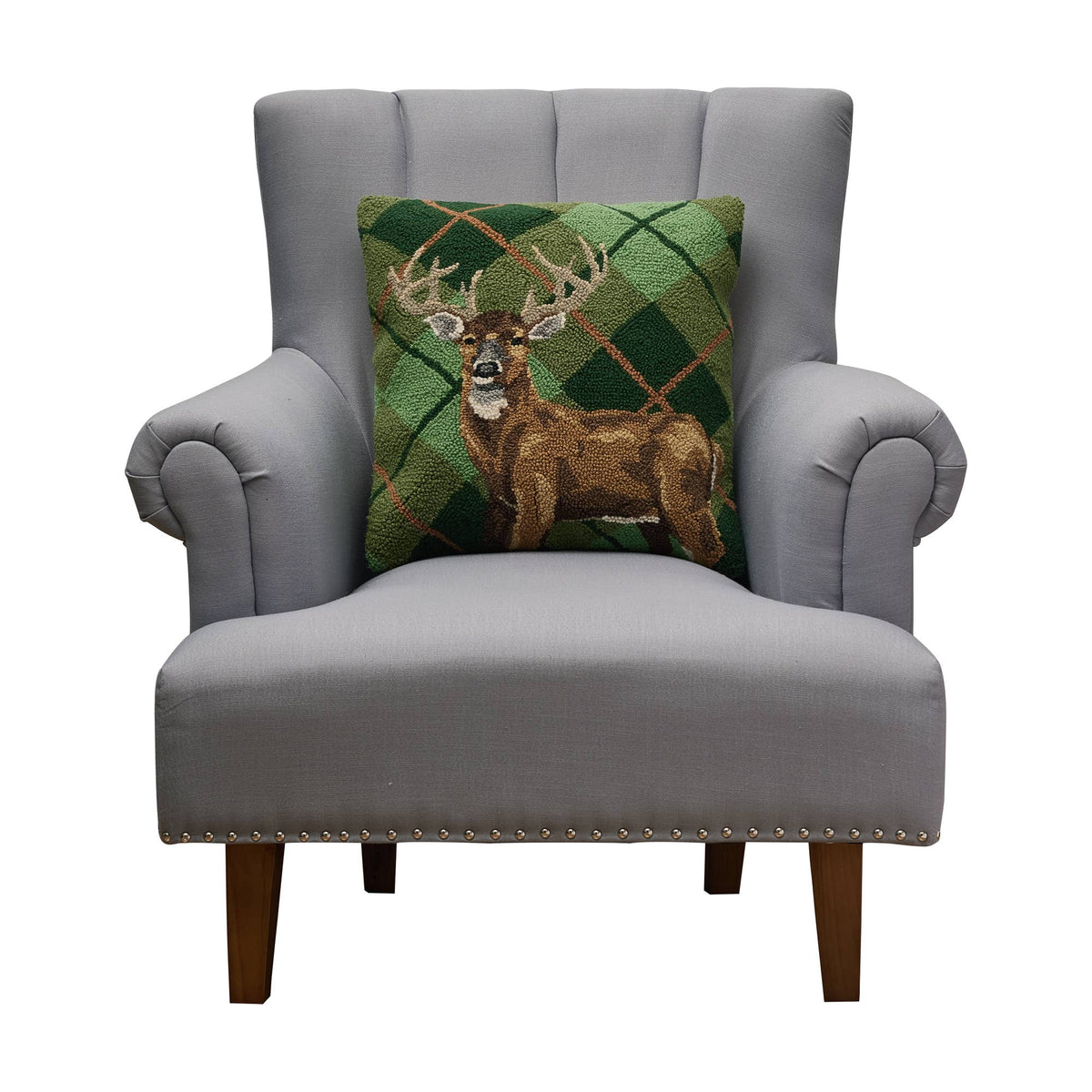 Deer Plaid Hook Pillow