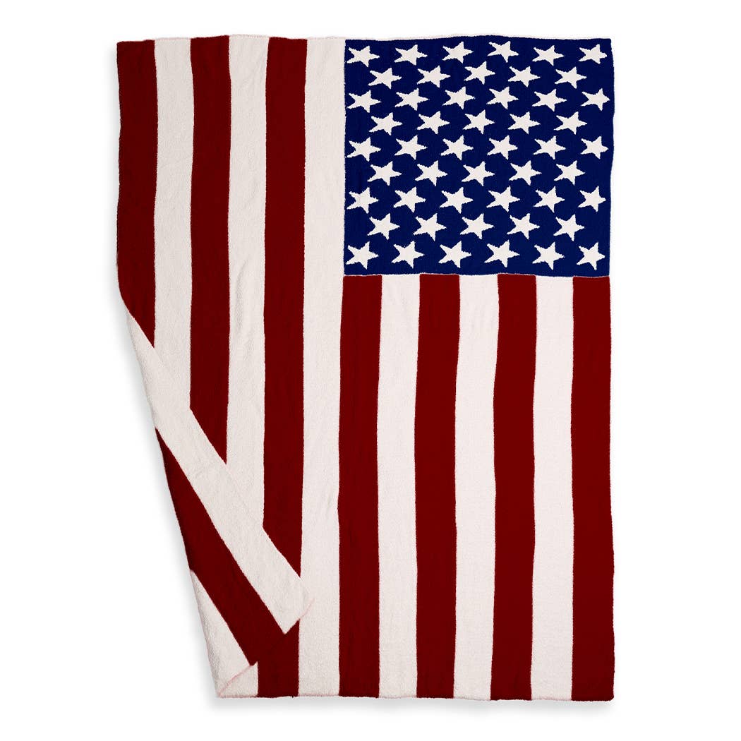 American flag patterned blanket on a white background