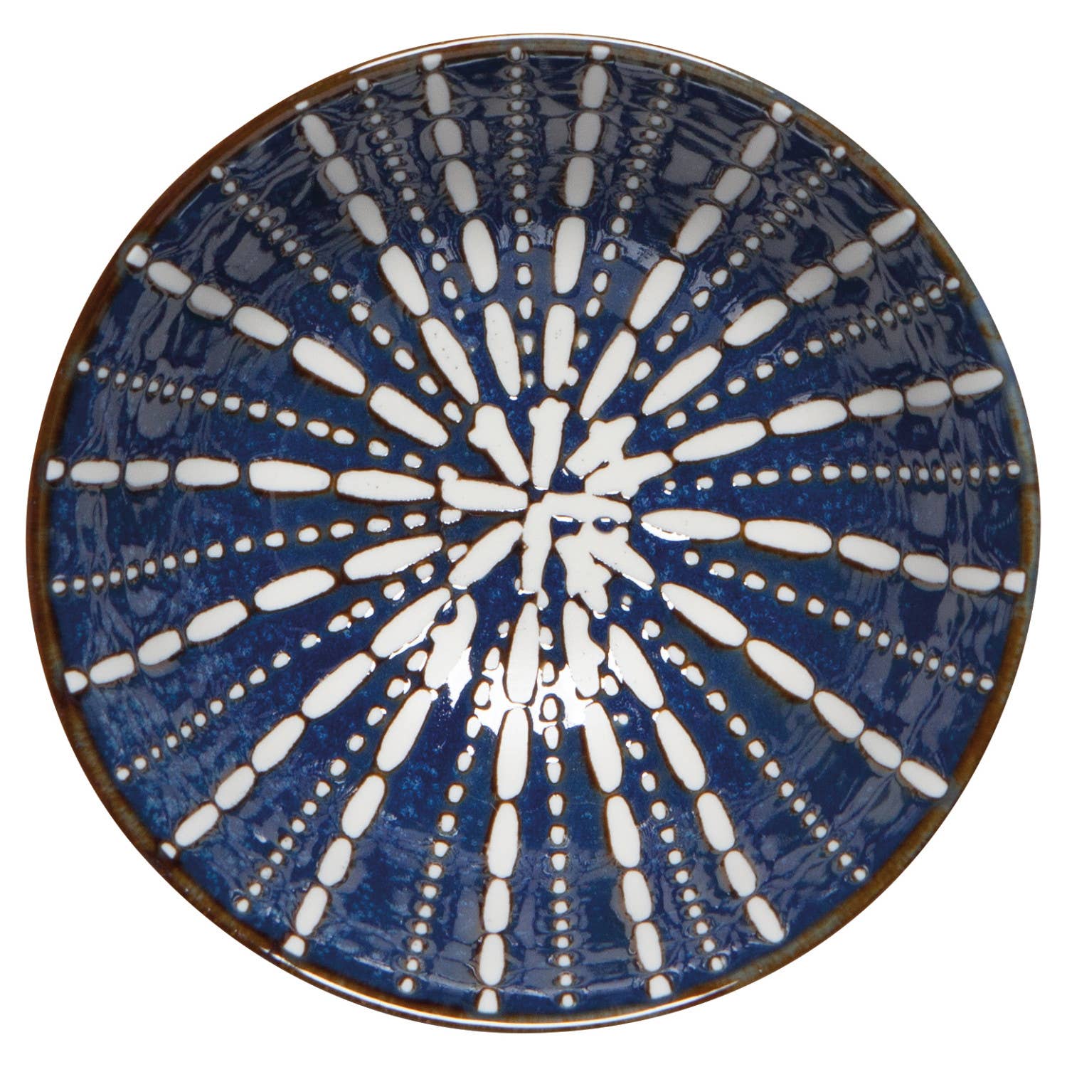 Pulse Stamped Bowl - Small, porcelain with vibrant blue and white stamped design.