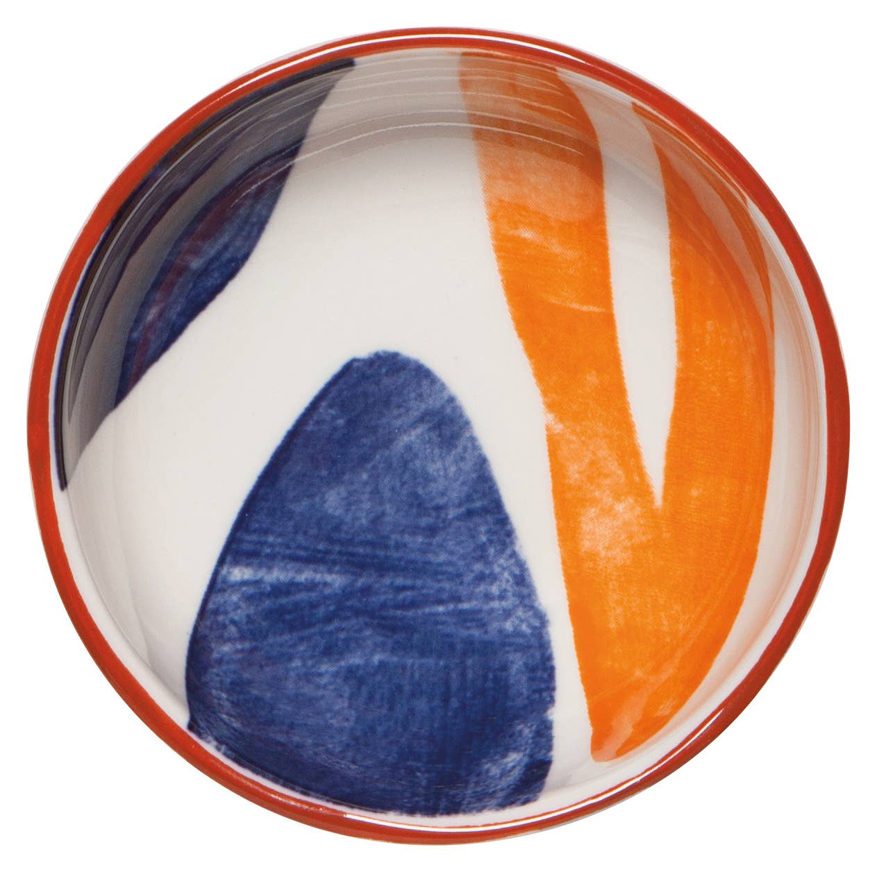 Canvas Pinch Bowls with abstract mustard yellow, navy blue, and light blue patterns.