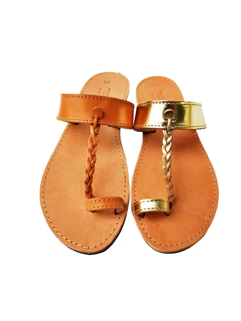 Forma Artisan Series Braided Toe Ring Sandals in Natural Tan - Handcrafted sandals with a stylish braided toe ring design.