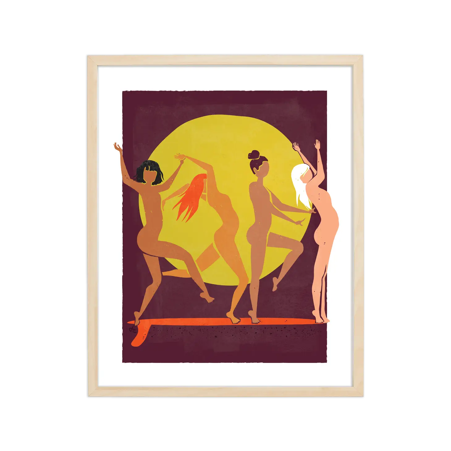 Artistic print showcasing the silhouette of a woman intertwined with flowing ocean waves, epitomizing strength and serenity.