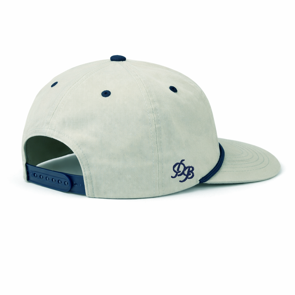 Back view of the grey golf rope hat with adjustable snapback closure