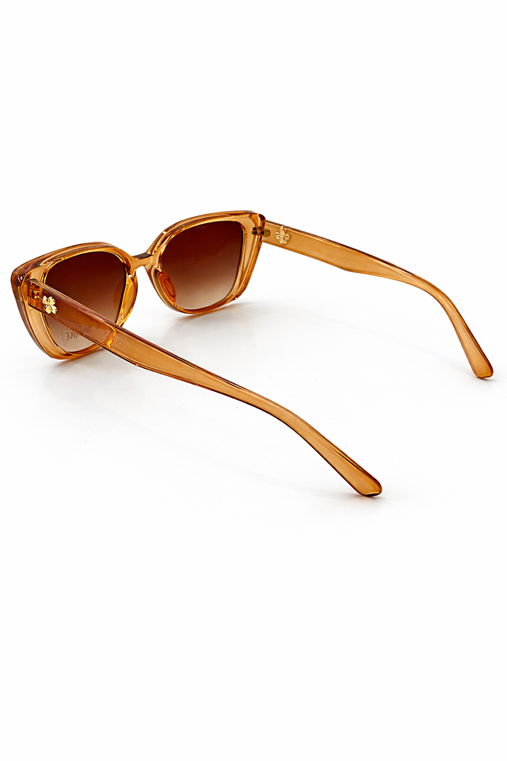 Brown sunglasses with a reflective surface on a white background