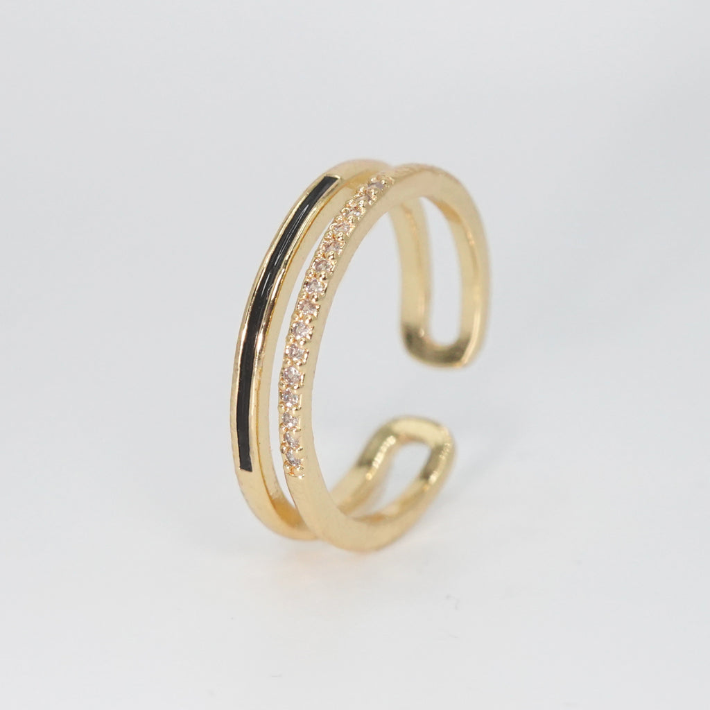 Hutton Ring - Modern accessory with two elegant lines, one in striking black.