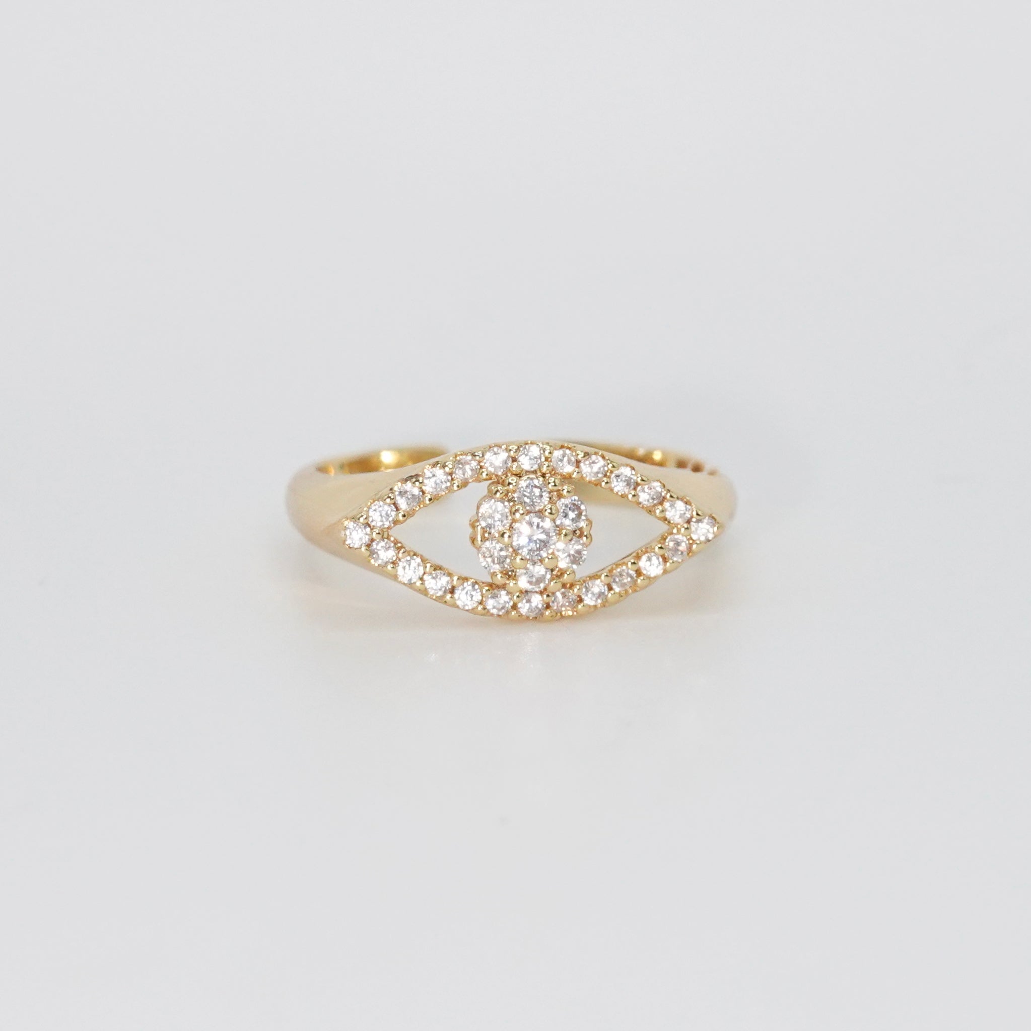 Encinal Ring - Sterling silver ring with eye motif, intricate detailing.