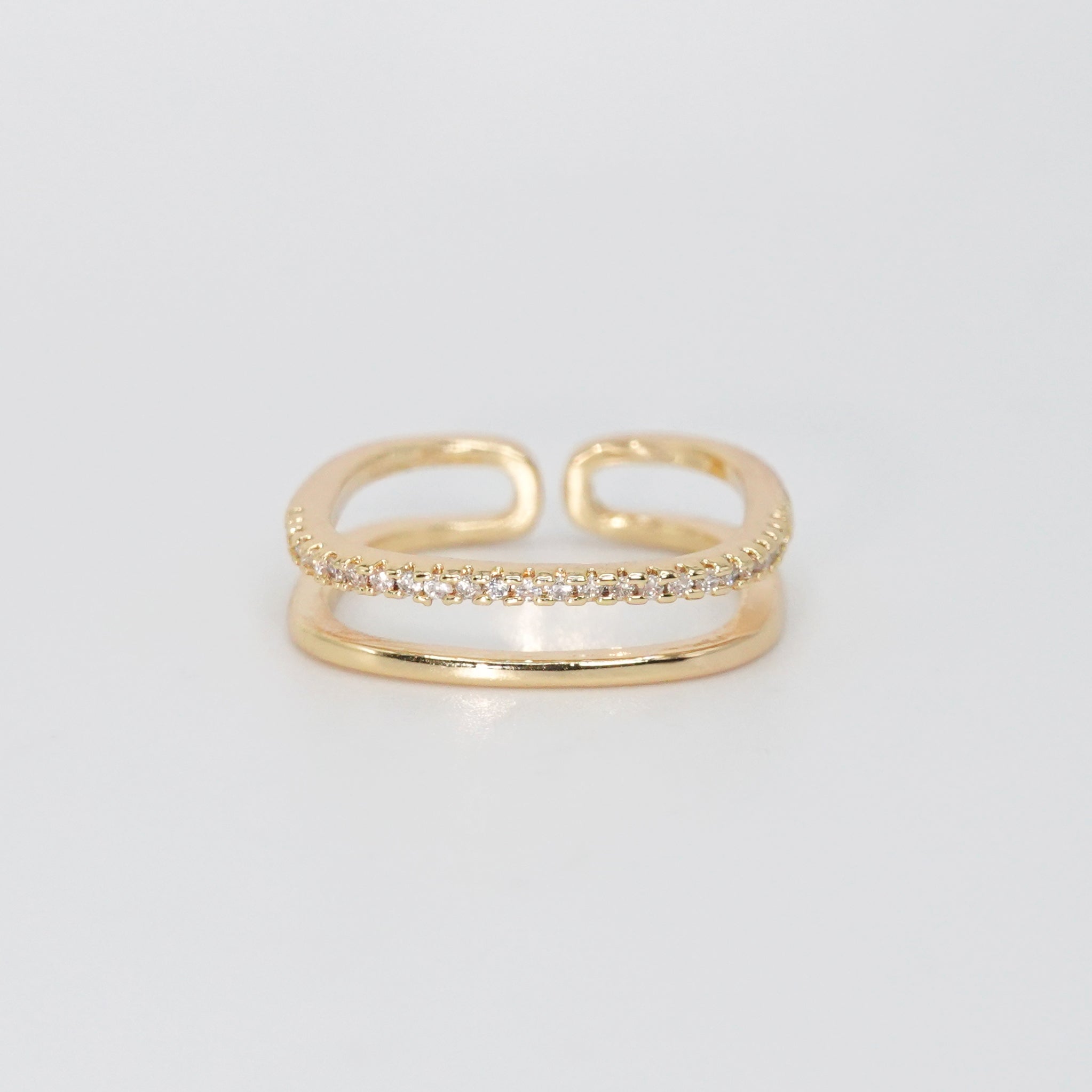 Bonsall Ring - Refined accessory with two sleek lines, one adorned with shimmering stones.