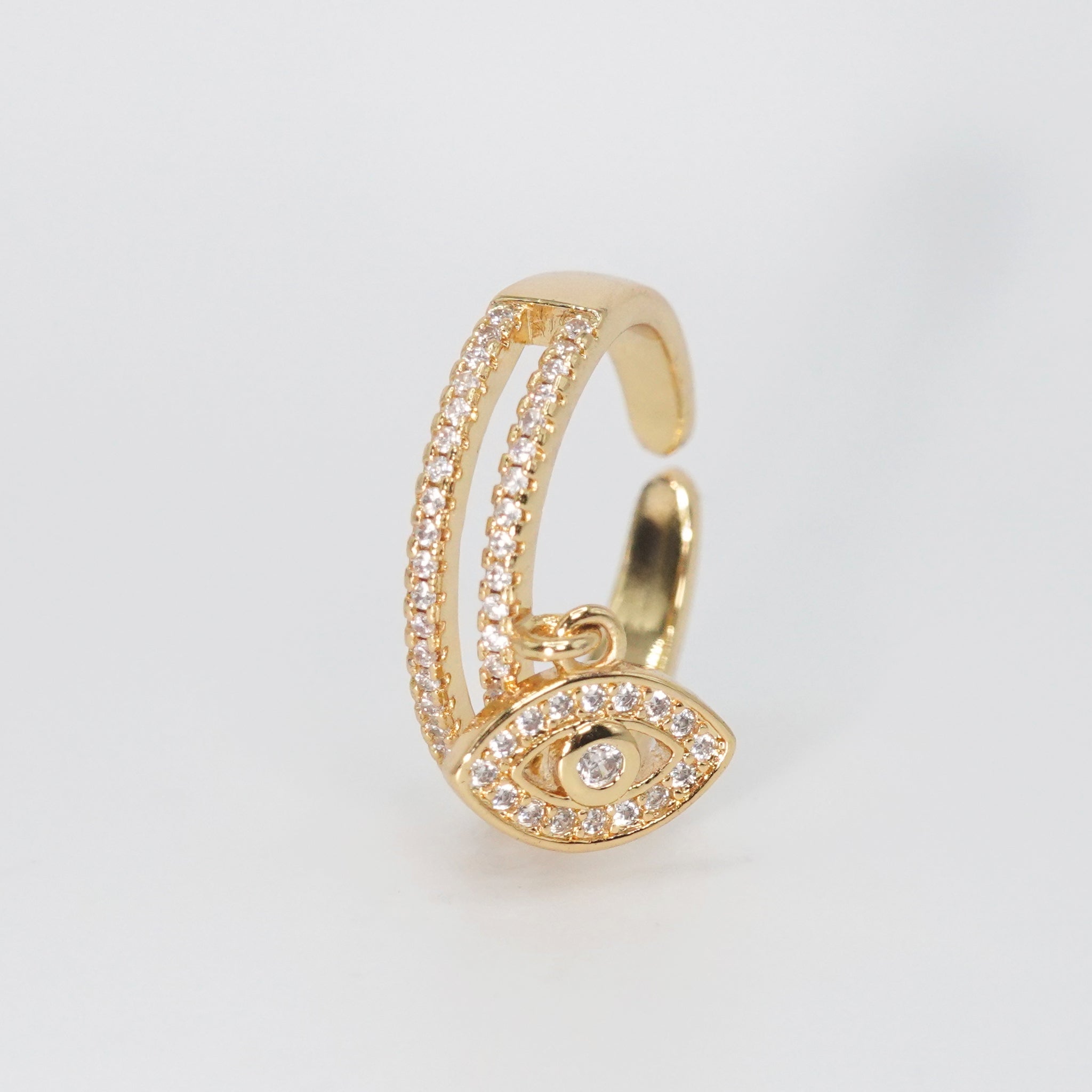 Meadows Ring - Shimmering stones in two lines with attached eye motif.