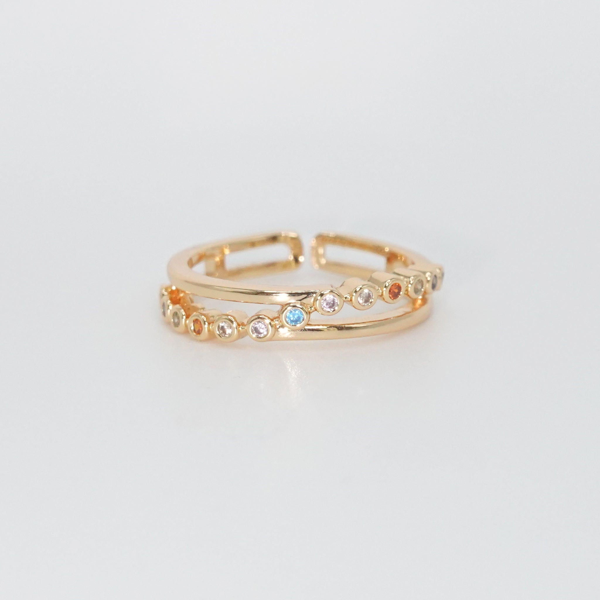 Wilshire Ring - Striking accessory with colorful line intersecting sleek lines.