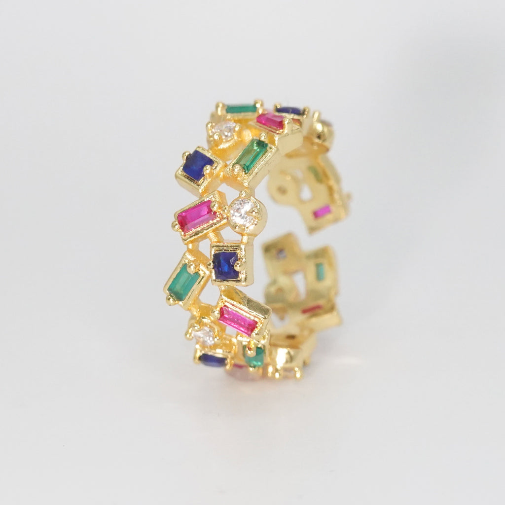 Normandie Ring - Eye-catching accessory adorned with colorful stones.