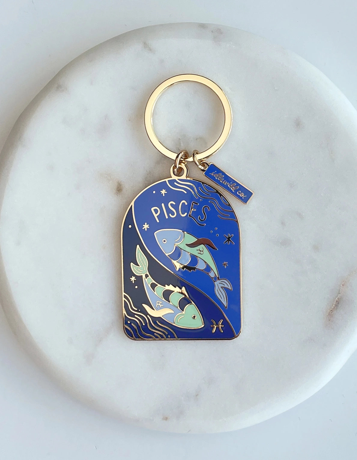 Pisces Keychain - Sleek and durable keychain featuring the Pisces zodiac symbol.