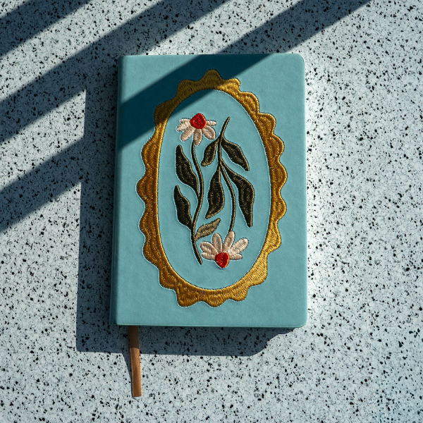 Daisy Frame embroidered hardbound notebook by Denik, alternate view