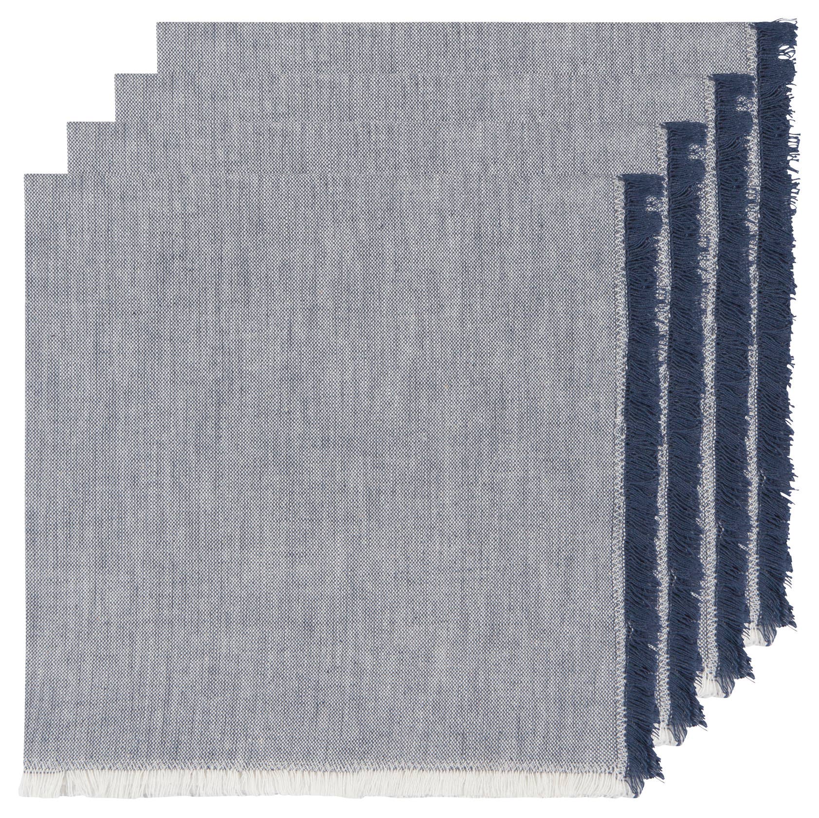 Midnight Blue Chambray Napkins - Set of 4, soft chambray fabric in midnight blue.