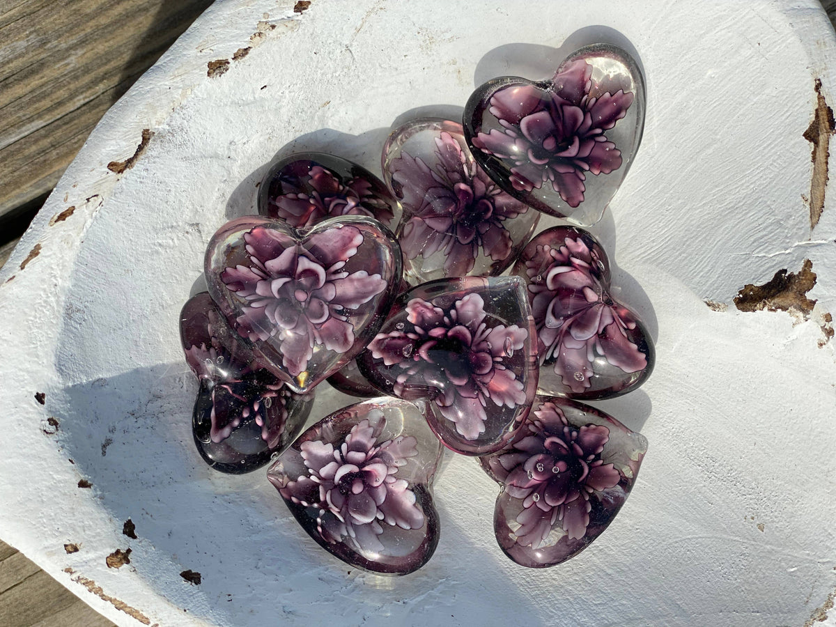 Glass Hearts in Rainbow Colors
