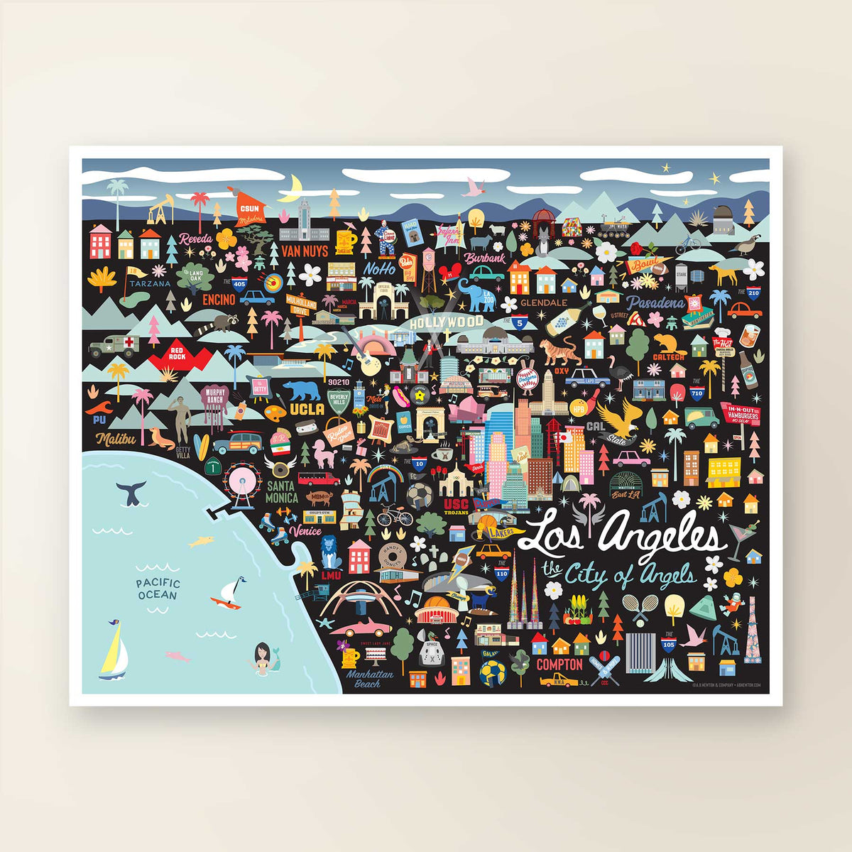 Los Angeles City Map Print