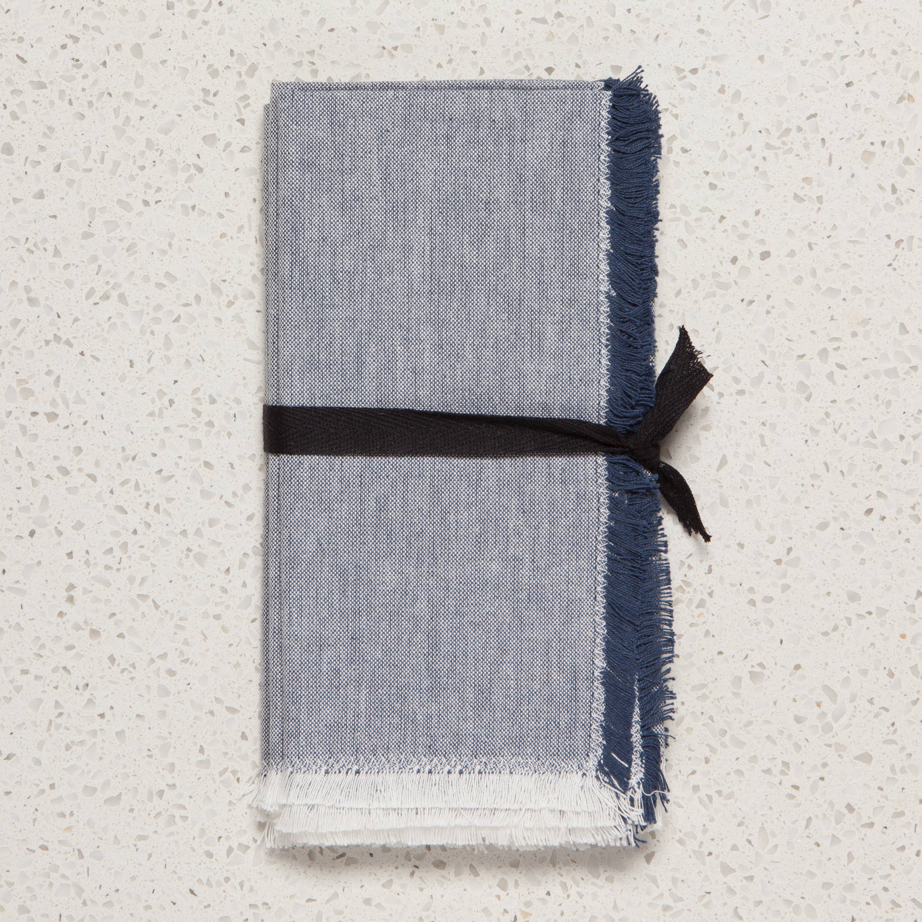 Midnight Blue Chambray Napkins - Set of 4, soft chambray fabric in midnight blue.
