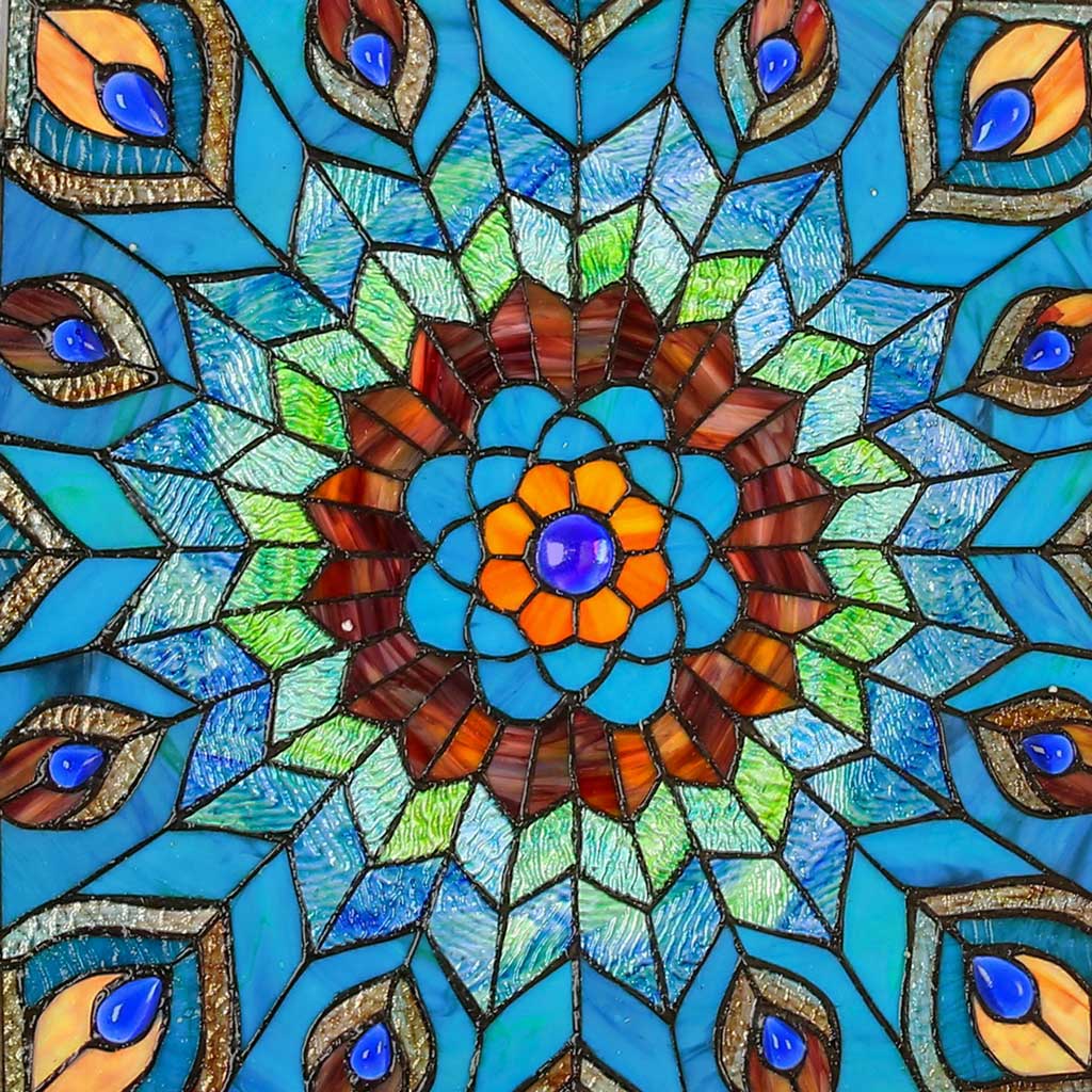 Hera Stained Glass Mosaic - Intricately handcrafted mosaic depicting the timeless beauty of the goddess Hera.
