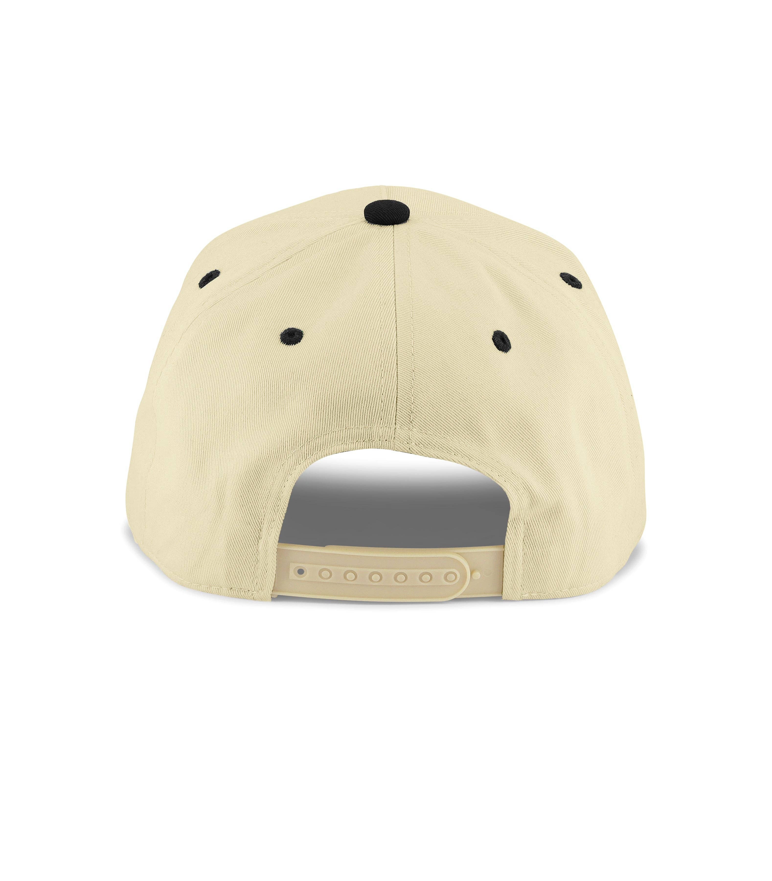 Beige cap with black dots on a white background