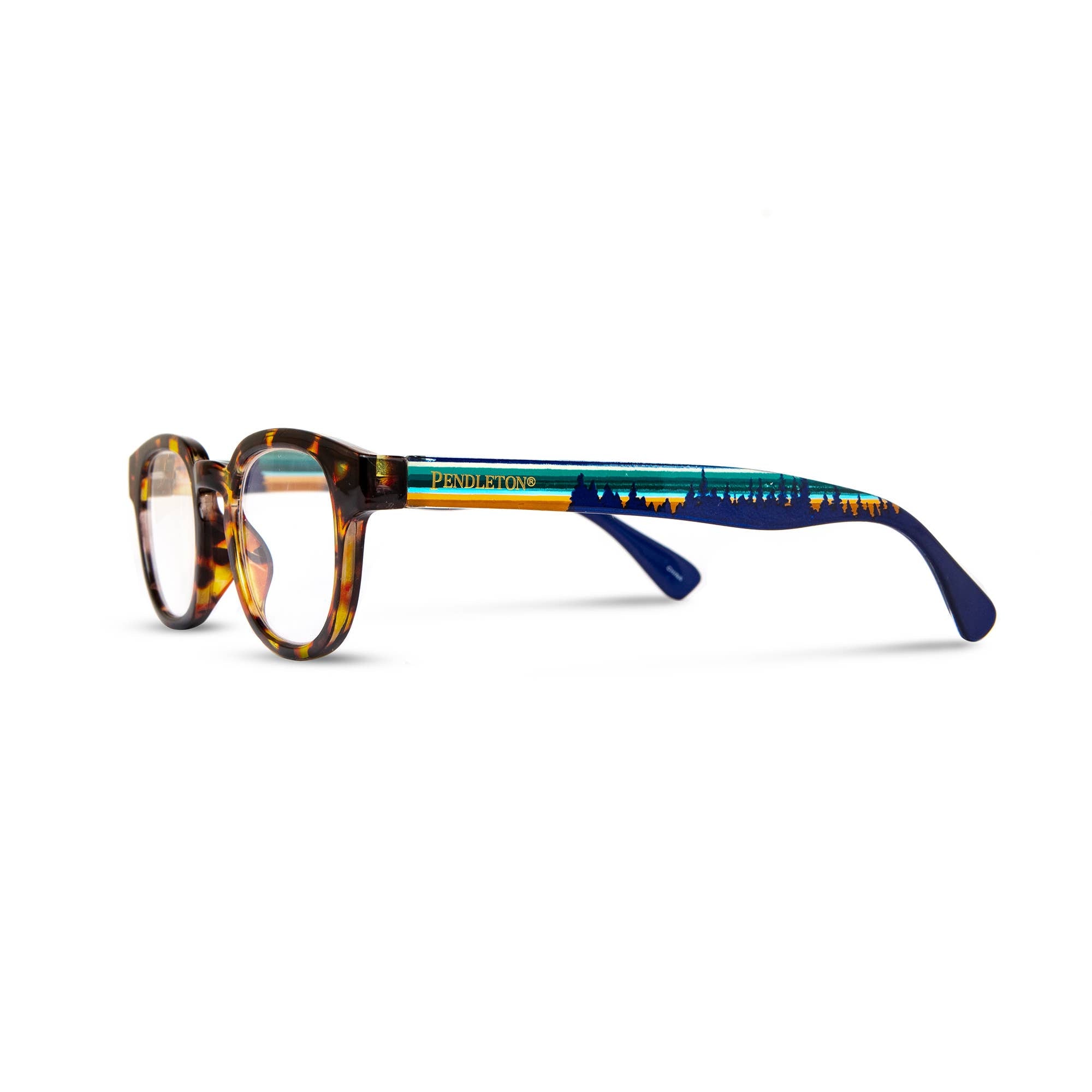 Pendleton Readers - Westerley with a tortoiseshell frame and patterned temples.