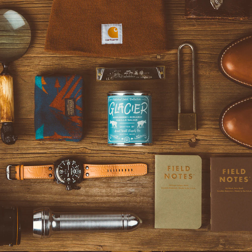 Handcrafted all-natural soy Glacier National Park Candle with the scent of fresh pine, cedarwood, and wild berries.