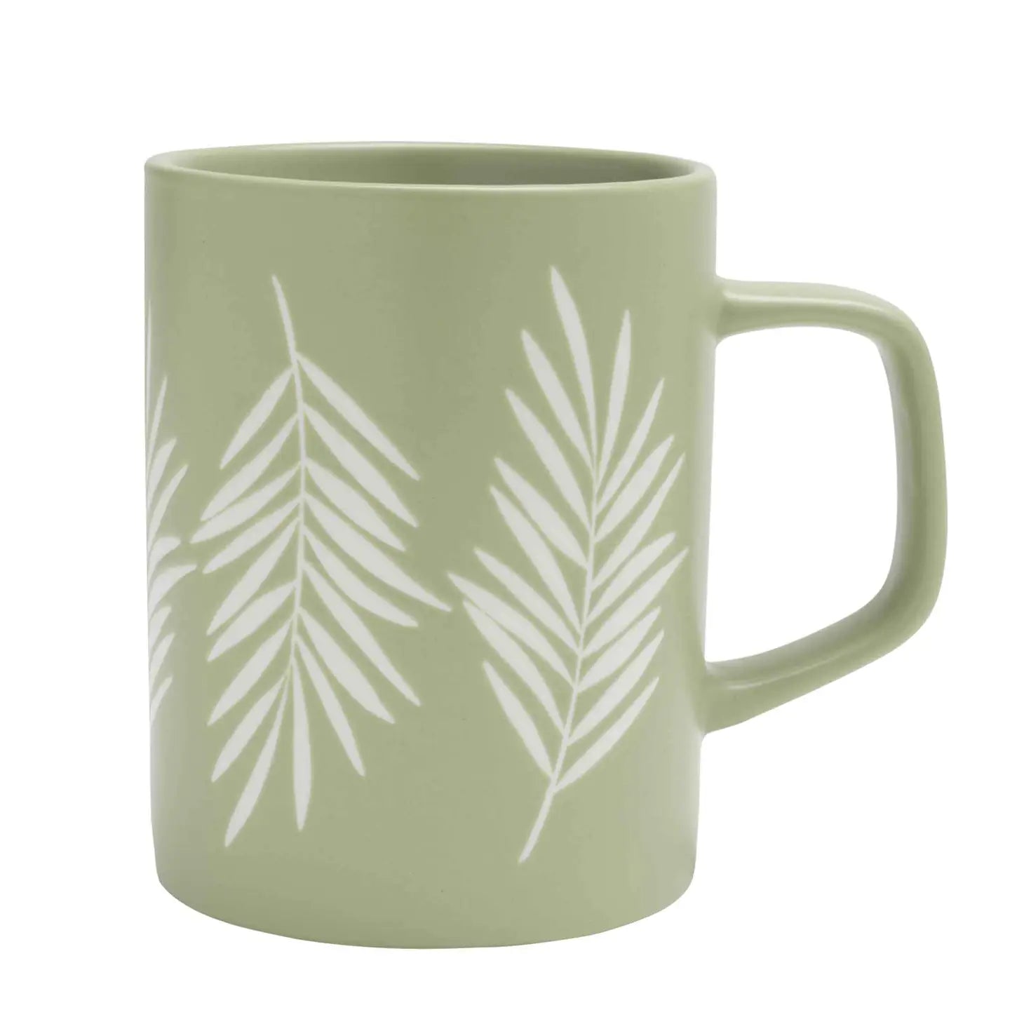 High-quality mug with a beautiful palm leaf design.