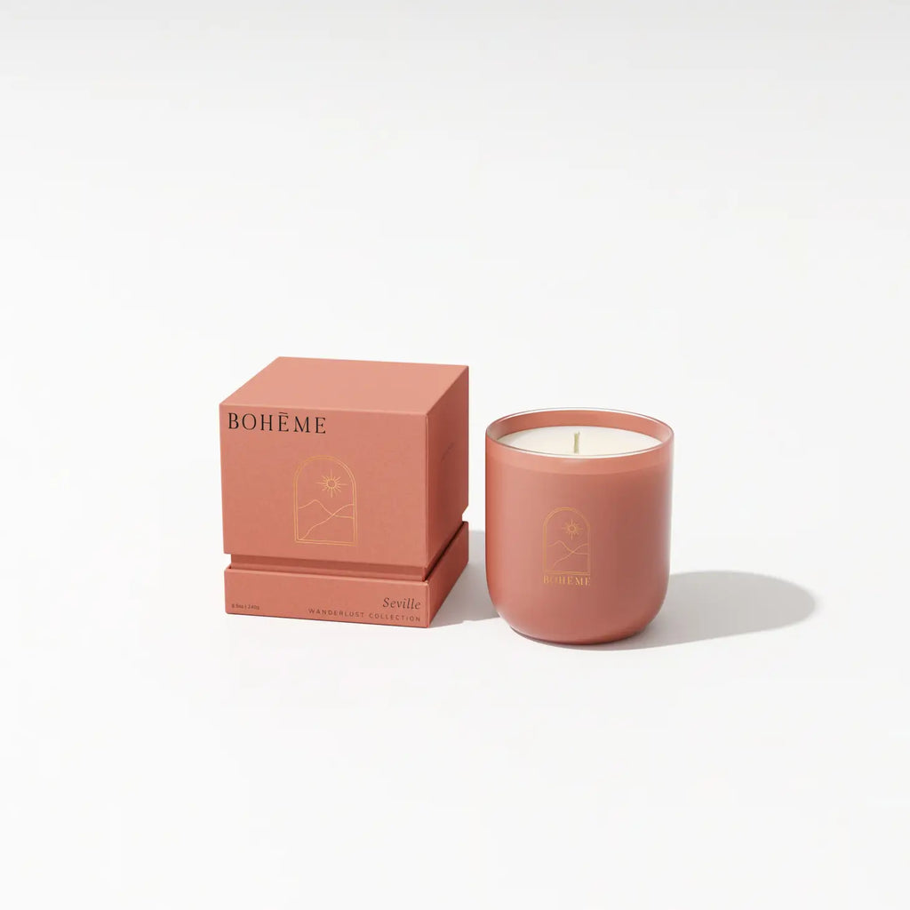 Seville Candle, capturing the essence of the sun-soaked streets and citrus groves with its captivating fragrance.