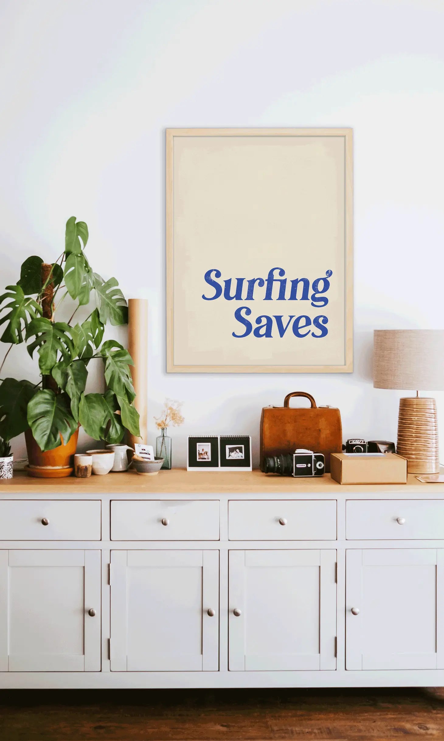 Artistic representation of a surfer riding a wave, symbolizing the transformative and healing power of surfing.