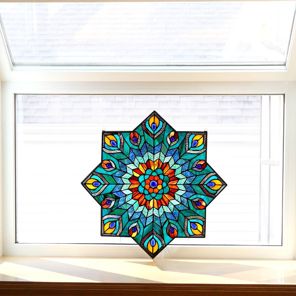 Hera Stained Glass Mosaic - Intricately handcrafted mosaic depicting the timeless beauty of the goddess Hera.