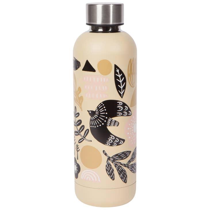 Myth Stainless Steel Water Bottle - Decorative bird and foliage design on a durable, double-walled stainless steel flask.