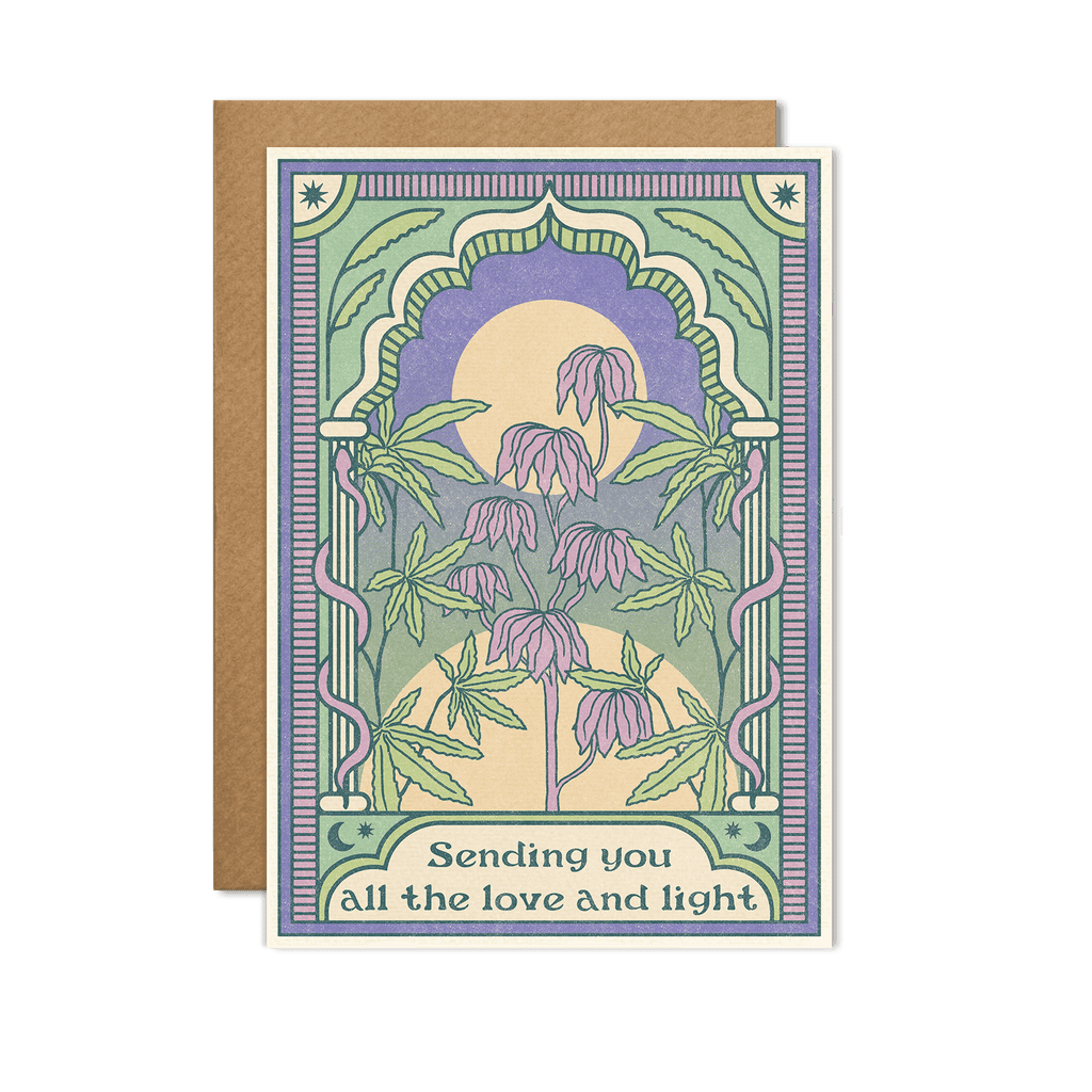 Sending You All The Love and Light" Card with a gentle, loving design against a soft, pastel background.
