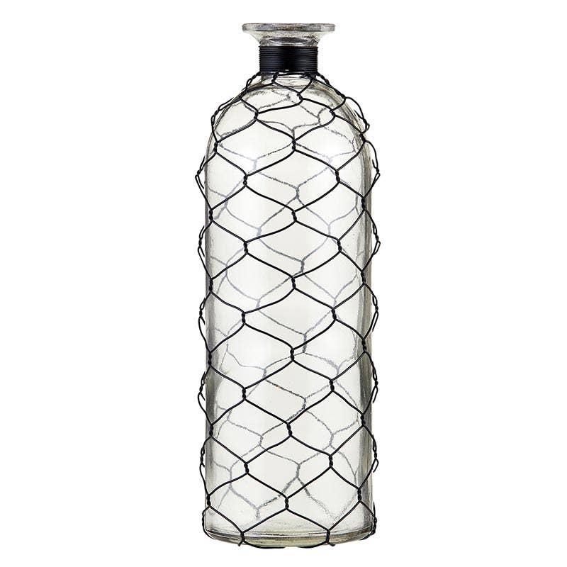 Large Glass Vase with Wire - Contemporary Home Decor