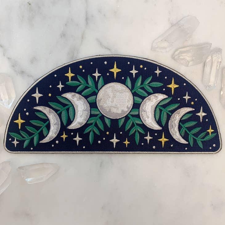 XLarge patch depicting detailed embroidery of the moon's various phases.