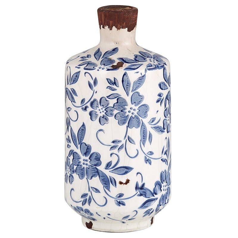 Large Ceramic Vintage Bottle Vase - Timeless and substantial home decor accent, perfect for tall blooms or standalone display.