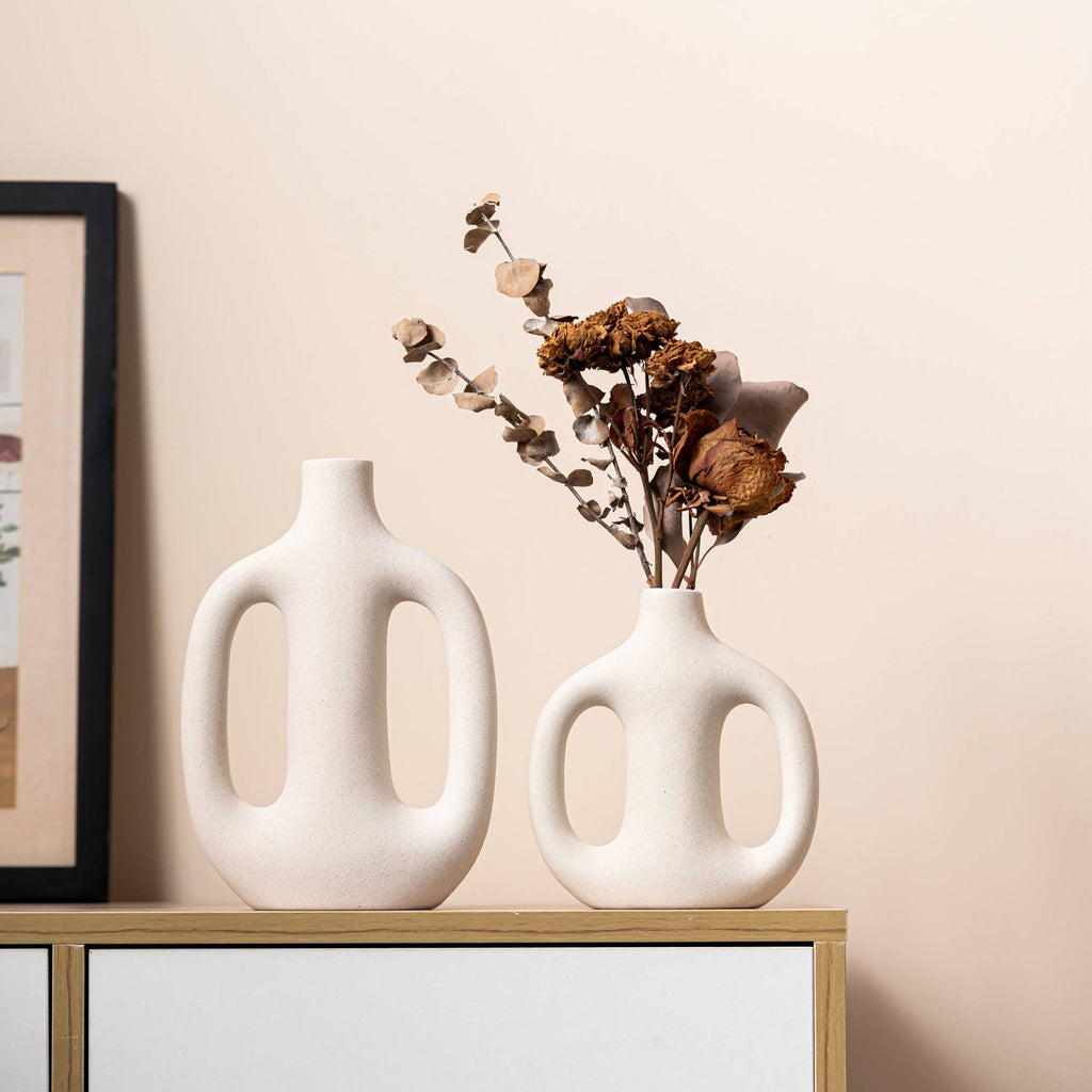 Nordic Oasis Ceramic Vases - Beautifully crafted set with Nordic-inspired designs for a tranquil and elegant decor.