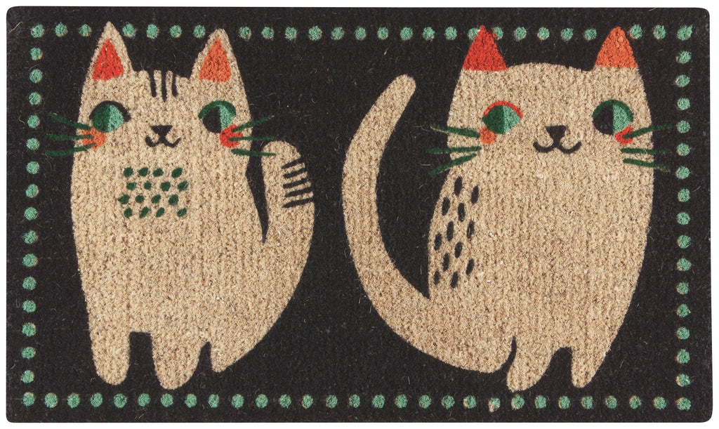 Danica Studio Meow Meow Coir Doormat - Durable and charming cat design.