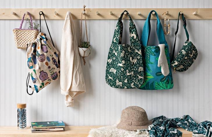 Boundless To and Fro-Tapestry-inspired, sustainable tote bag featuring mystical creatures and exotic flora.