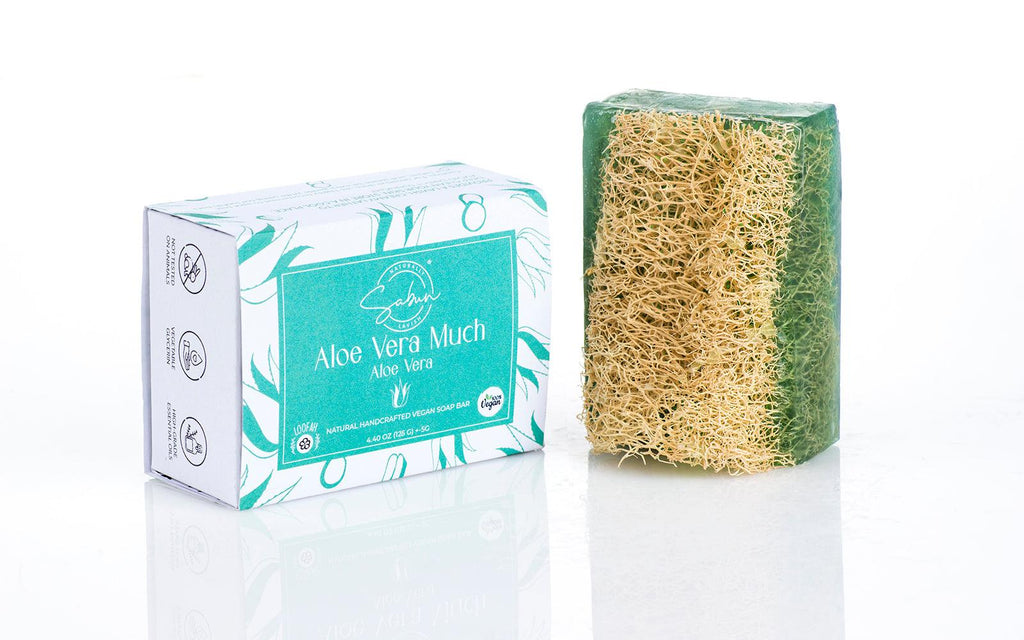 Aloe Vera Much Soap, a lush green bar promising gentle, moisturizing skin care.