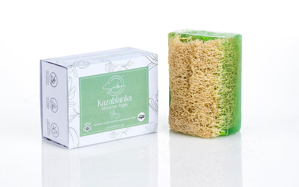 Moroccan Argan Oil Loofah Soap, offering a nourishing and exfoliating skincare experience.
