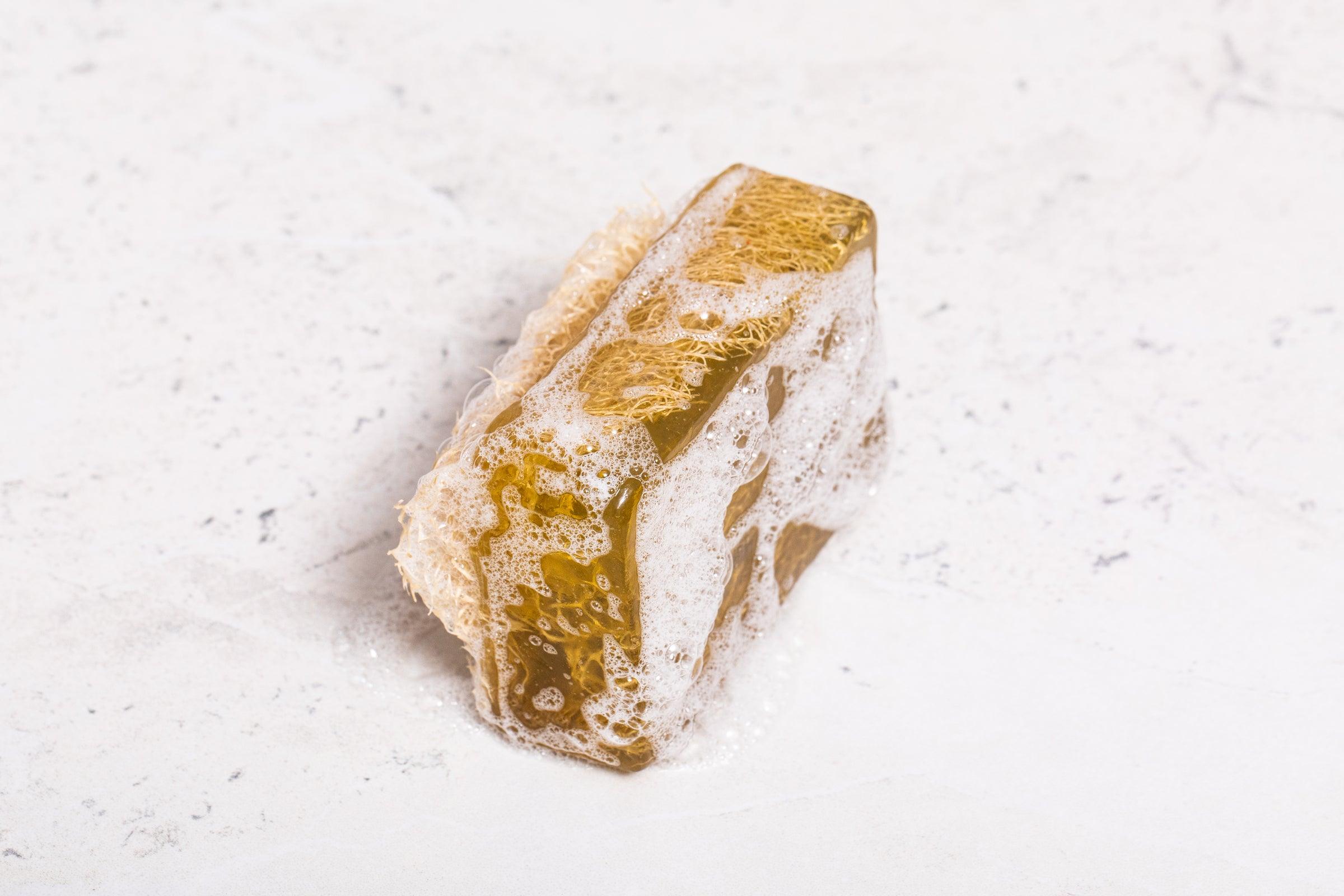 Coco-Nuts For You Loofah Soap, an exfoliating soap bar with a tropical coconut aroma.