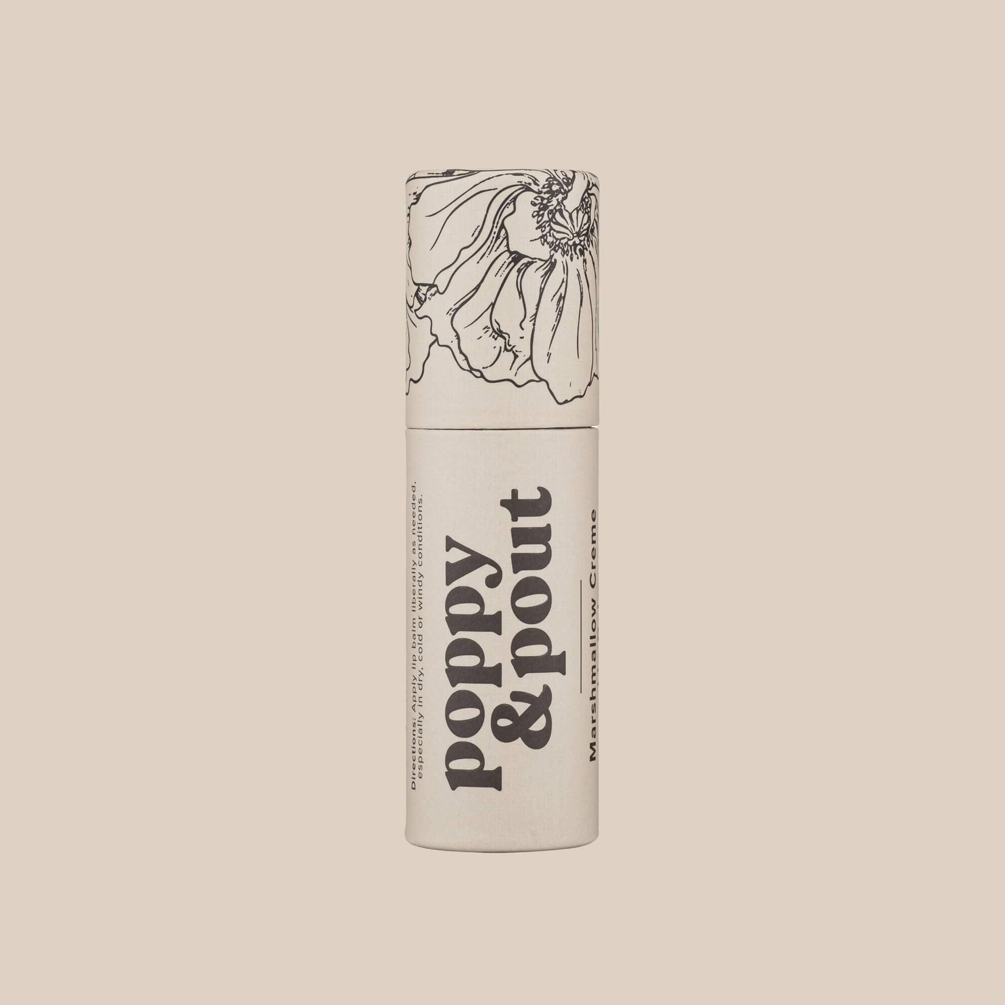 Poppy & Pout Lip Balm - Marshmallow Creme - Organic Lip Care for Velvety Soft and Hydrated Lips