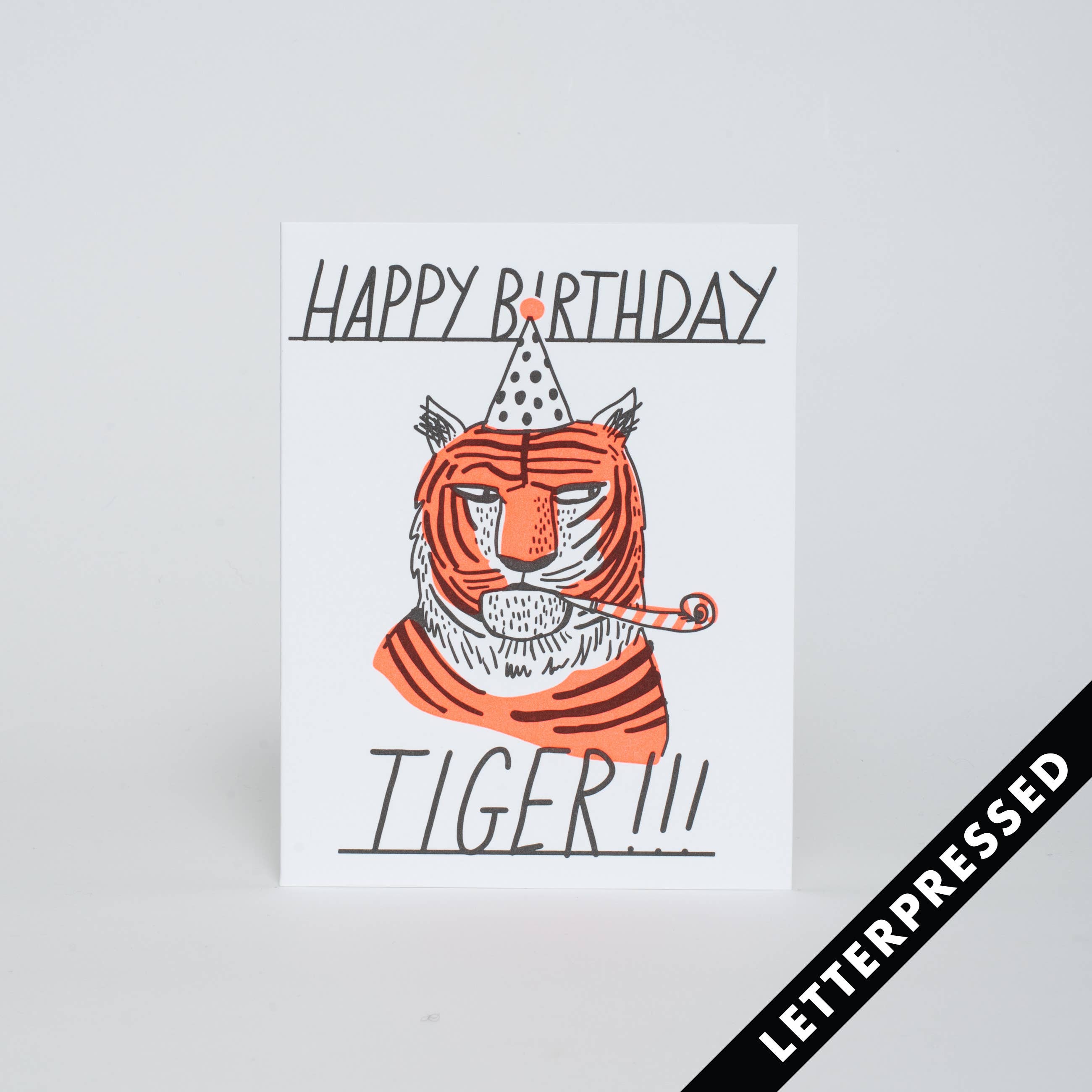 Happy Birthday Tiger Card - A vibrant, hand-illustrated card with a majestic tiger, perfect for sending wild birthday wishes.