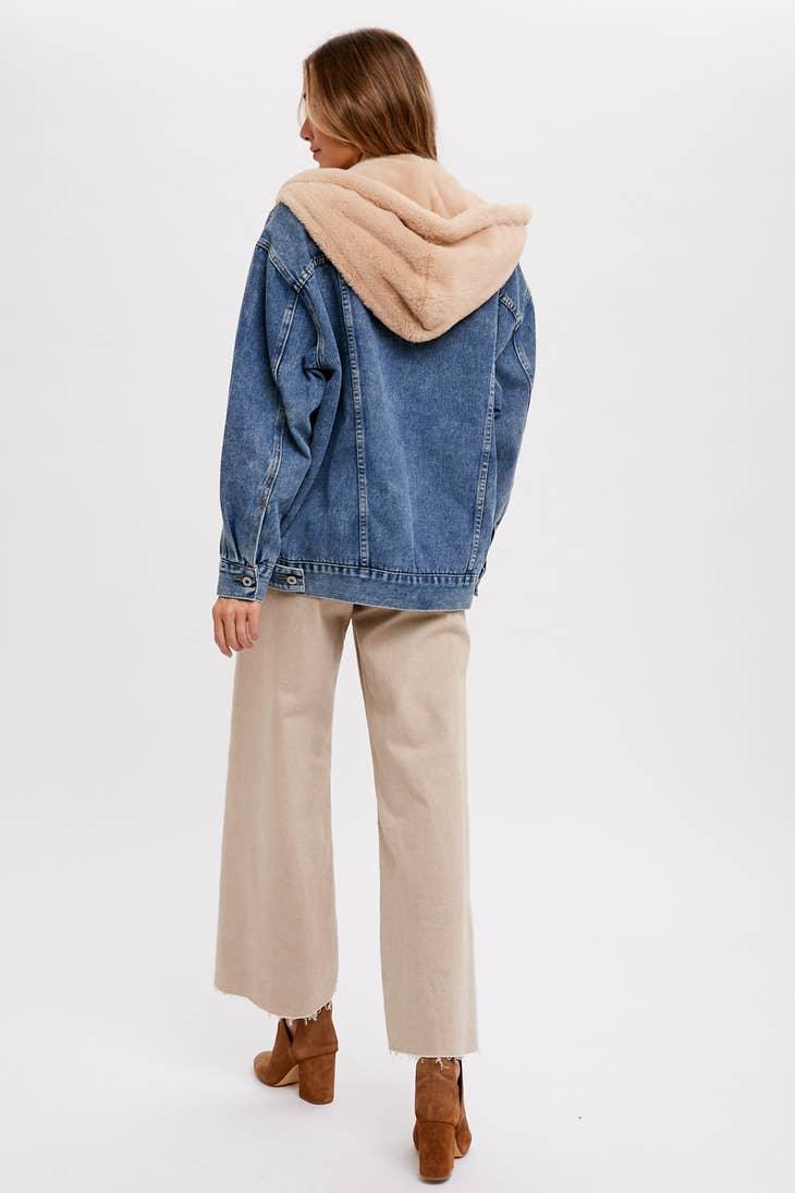 Fur Denim Jacket - A stylish blend of faux fur and classic denim, perfect for embracing warmth and timeless chic.