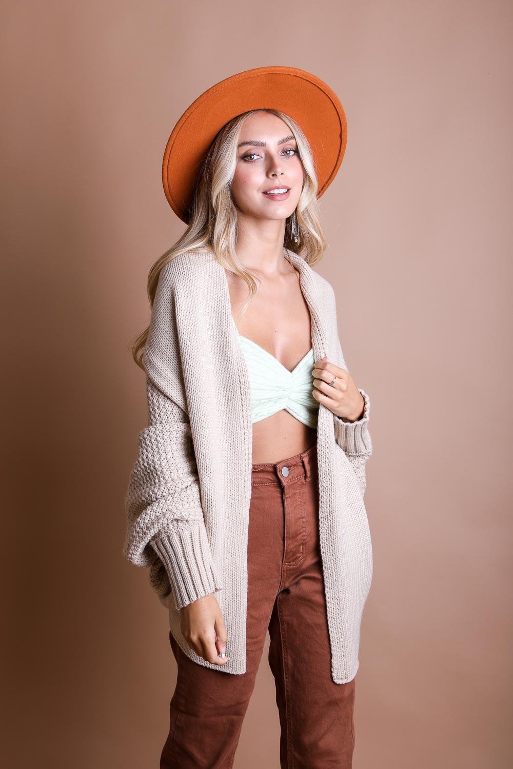 Bat Sleeve Knit Cardigan - Effortless style and comfort in every stitch.