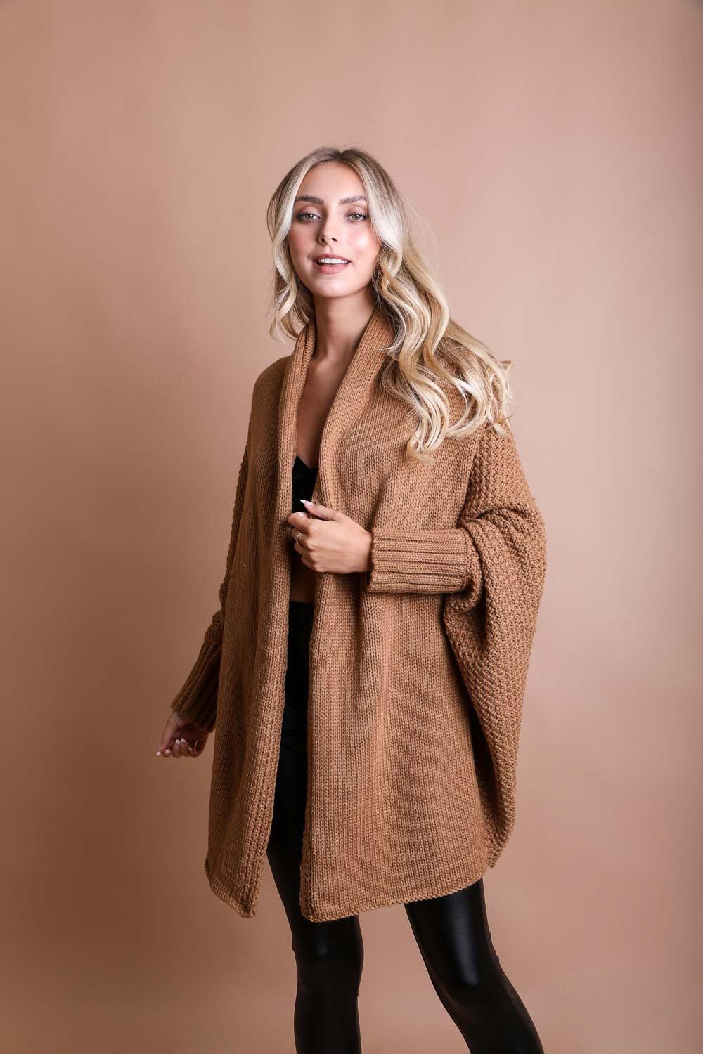 Bat Sleeve Knit Cardigan - Effortless style and comfort in every stitch.