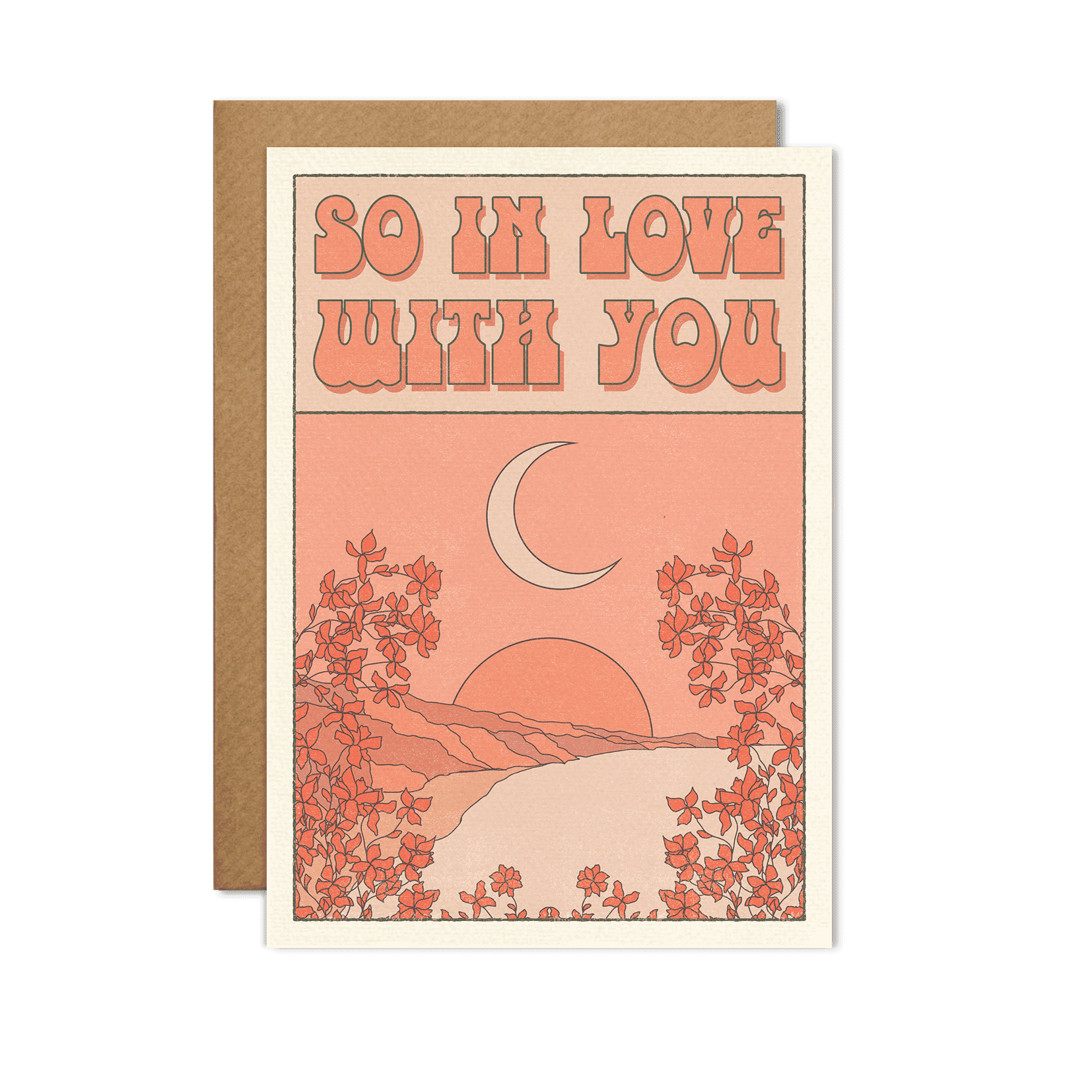 "So In Love With You" Card with an elegant, romantic design, showcased against a dreamy, pastel background.