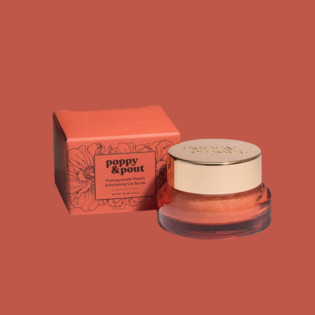 Poppy & Pout Lip Scrub - Pomegranate Peach - Organic Lip Care for Smooth and Fruity Lips