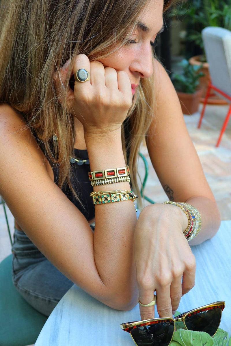 Diagonal Bracelet - Contemporary and edgy accessory with sleek diagonal lines.