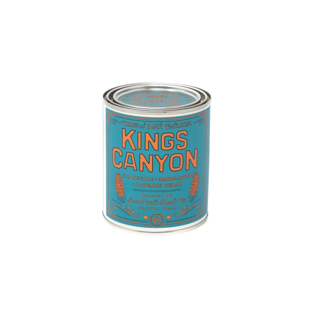 Kings Canyon Soy Candle in sustainable packaging, emanating a fresh, woodsy scent reminiscent of the majestic park.